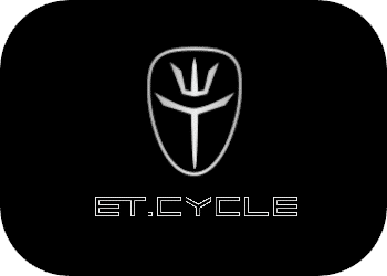 ET Cycle logo featuring a stylized bicycle design, emphasizing cycling and outdoor activity.