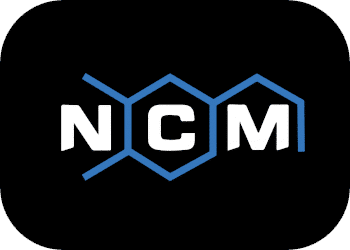 NCM logo featuring repeated 'ncmm' text pattern in a stylized design.